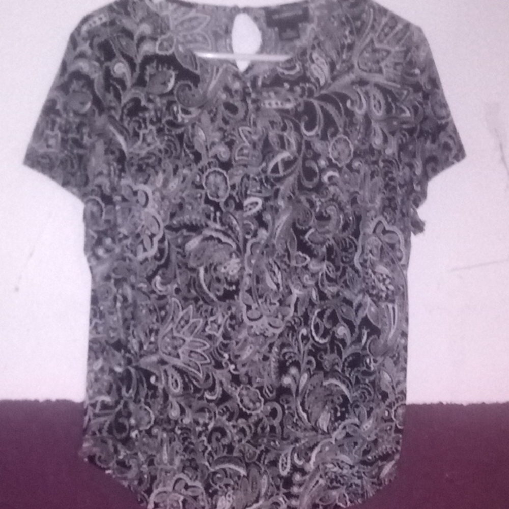 Liz Claiborne Black and Gray Paisley Blouse